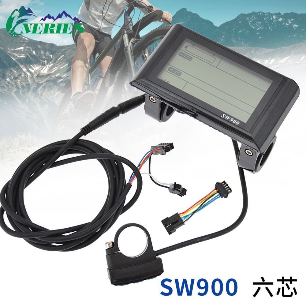Sw900 Electric Vehicle Display LCD Liquid Crystal Speedometer 6-Core Bicycle Modification Accessories 24-72V