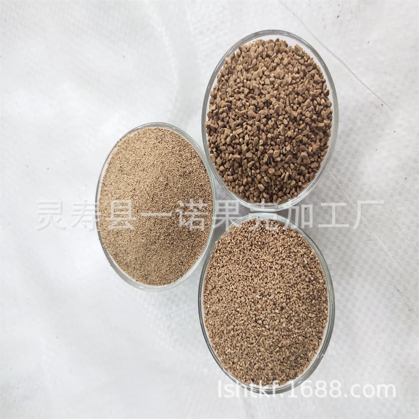 Supplier-provided walnut sand, dust-free bedding, abrasive particles, custom specifications, fruit shell powder.
