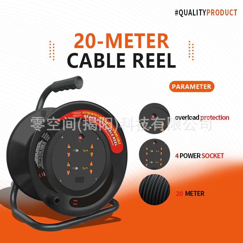 Pre-sale foreign trade cross-border European French style universal mobile cable drum 110V-380V overload protection high power