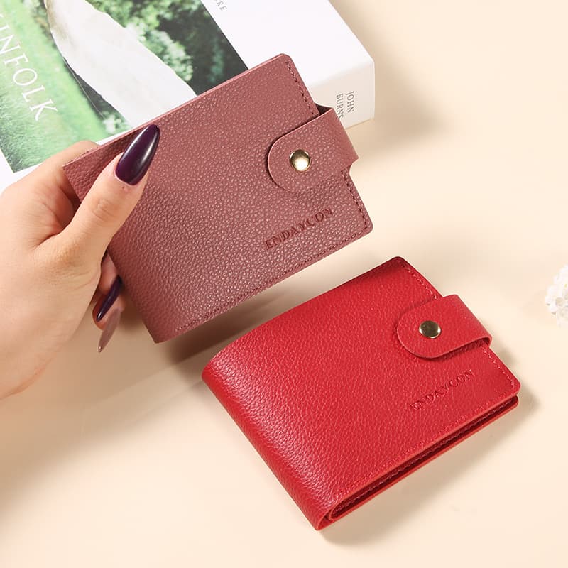 Simple small wallet women's short 2025 new Korean version simple small fresh folding zipper buckle coin clip wholesale
