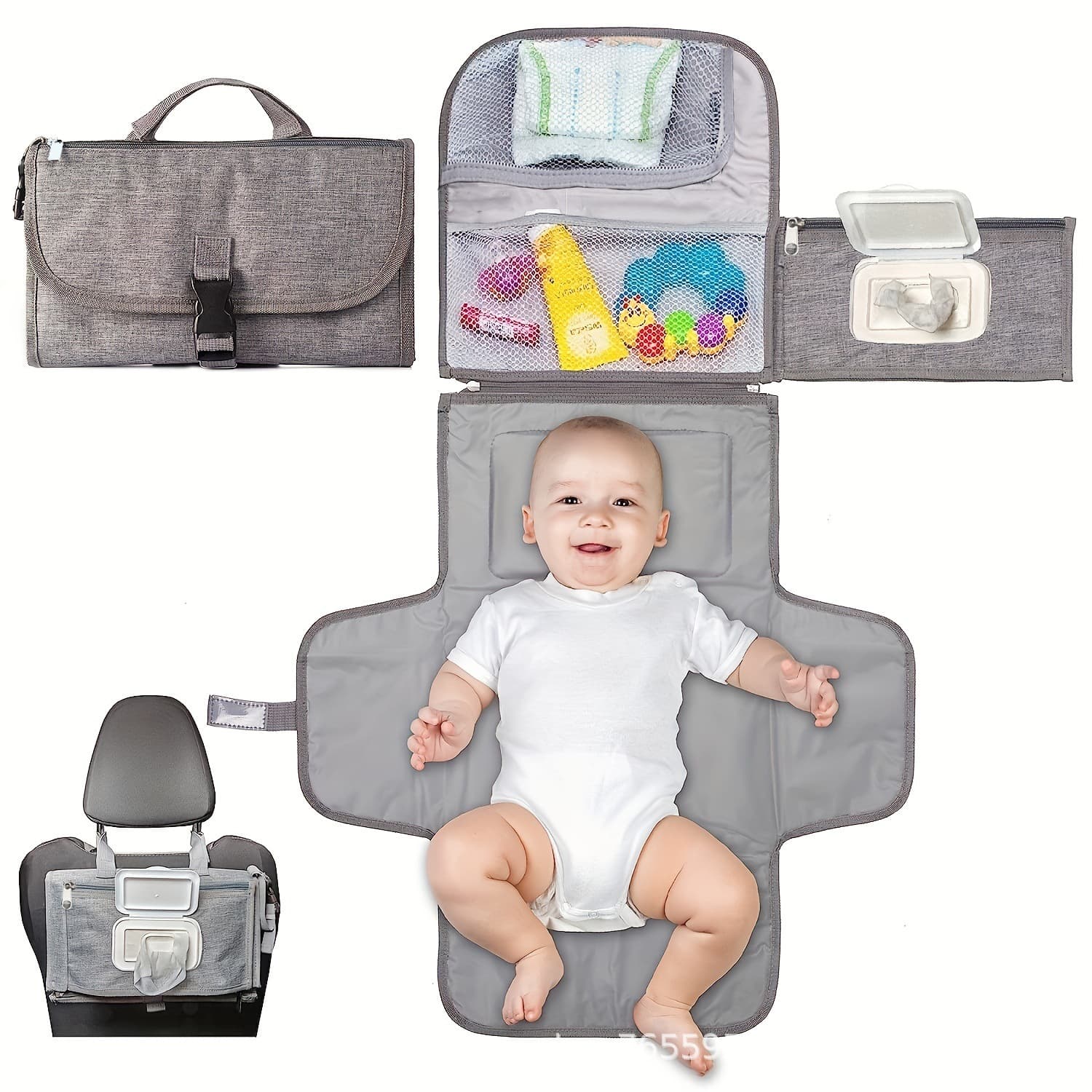 Popular waterproof and urine-proof multi-functional baby changing pad with wet wipes, convenient out-and-out newborn diaper pad