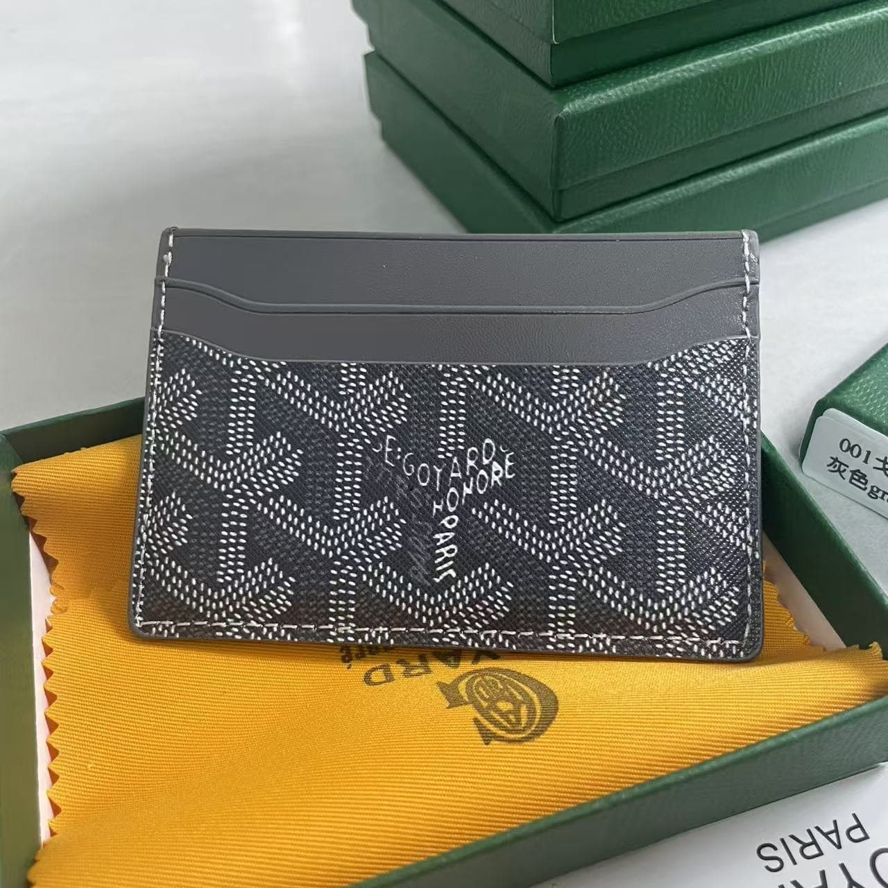 Goyard-Style Card Holder New Arrival Men's Women's Fashion Coin Purse Card Case Two-Layer Cowhide Export New Goyard Dog Tooth Card Holder