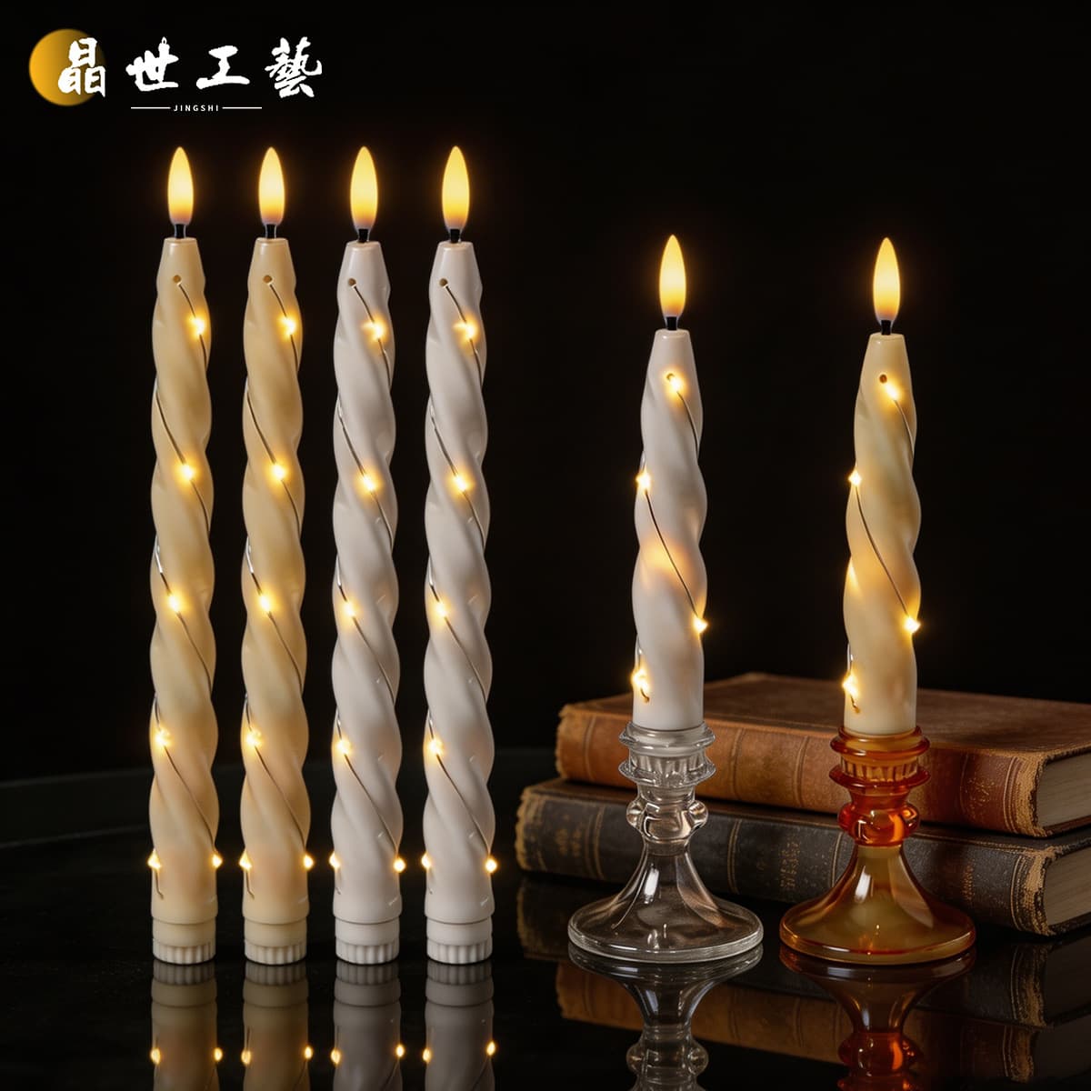 LED Electronic Candle Light Spiral String Lights Long Pole Candle European Romantic Candlelight Dinner Wedding Decoration