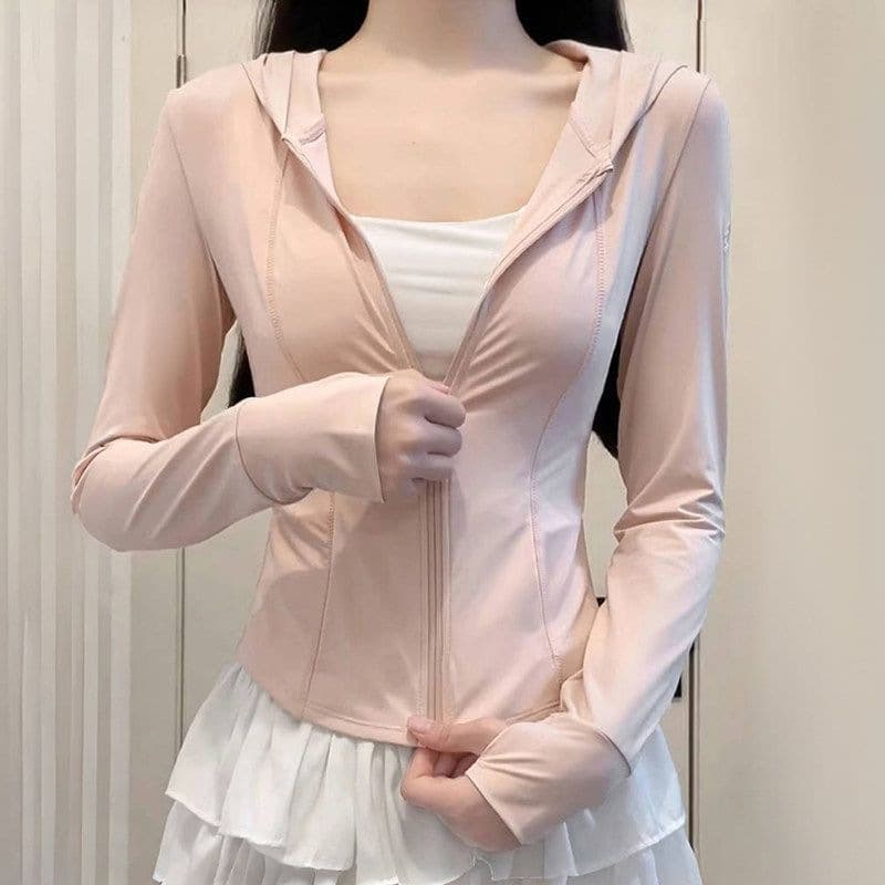 Ice Silk Slim Fit Sun Protection Jacket Women's Summer Outdoor Leisure UV-Repellent Breathable Yoga Cover-Up Sunscreen Coat