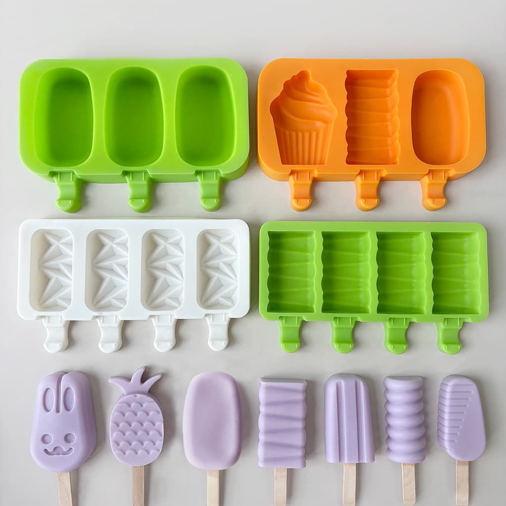 Ice Cream Mold with Lid Food Grade Silicone Mold Popsicle Making Tool Homemade Ice Cream