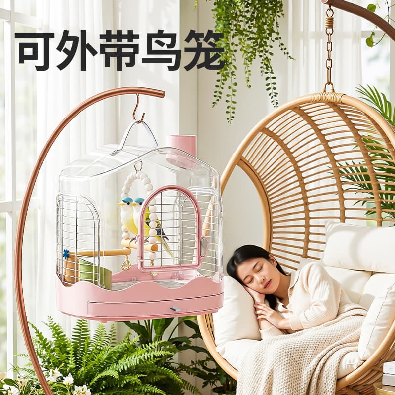 Large Capacity Deluxe Bird Cage for Parrots, Outdoor Travel Cage for Lovebirds and Cockatiels, Portable Handheld Bird Carrier