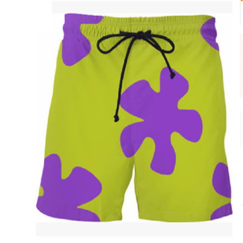 2023 New Cross-border Beach Shorts SpongeBob Patrick Star Style 3D Digital Print Trendy Anime Shorts