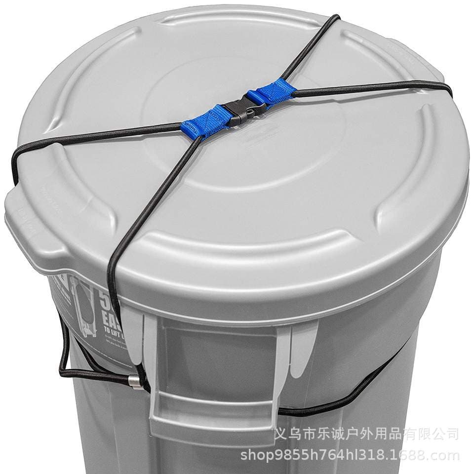 Multi-Function Fixed Rope Garbage Bin Lock, Heavy-Duty Elastic Rope Tie for Outdoor Use to Secure Lid Against Wind