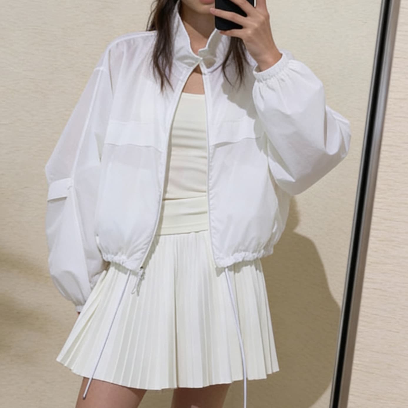 In Stock: Lightweight Sun-Protective Short Jacket with Stand Collar, Drawstring Waist, Loose Fit, Versatile Summer Jacket for Women