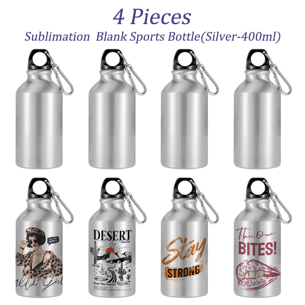 Sublimation Aluminum Water Bottle Blank White Silver 500ml Heat Transfer Sports Bottle Wholesale Outdoor Cup