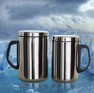 Cross-border Stainless Steel Double-Wall Insulated Mug with Handle and Lid, All-Season Heat-Insulating Office Cup, Thermal Mug