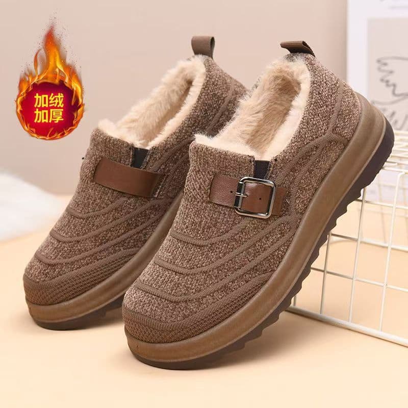 Women's Cotton Shoes 2025 Thickened Winter Fleece-Lined Mid-Aged Warm Comfortable Flat Non-Slip Mother's Beijing Cotton Shoes Cloth Shoes