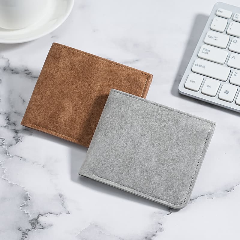 Japanese Muji Sanded Leather Wallet Card Holder Combo Men's Ultra-Thin Short Bifold Soft Leather Money Clip Multi-Slot Wallet