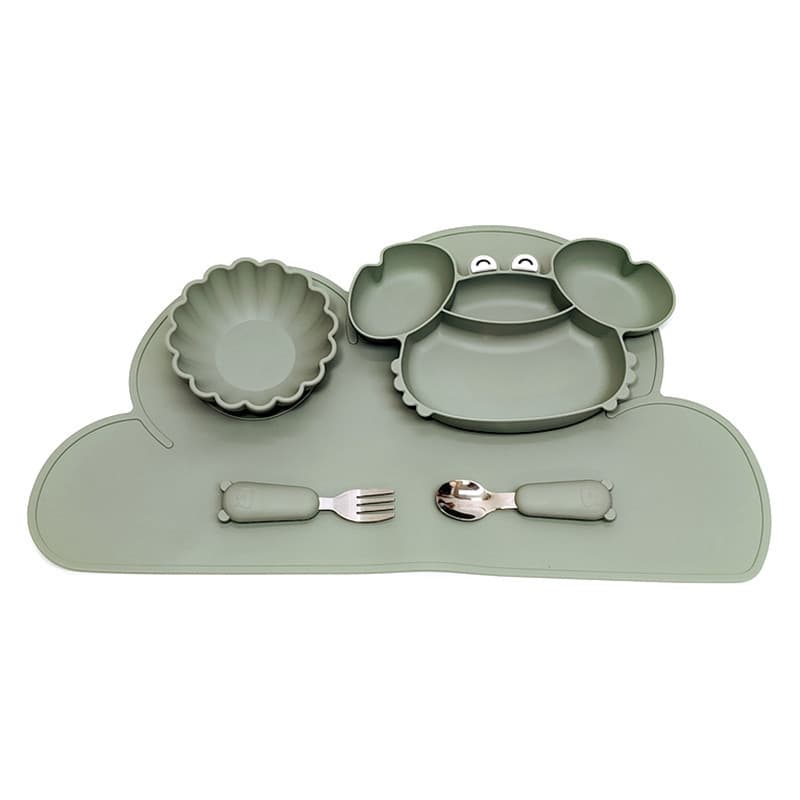Silicone Baby Plate Children Tableware Wholesale Infant Divided Bowl Training Silicone Bowl Set
