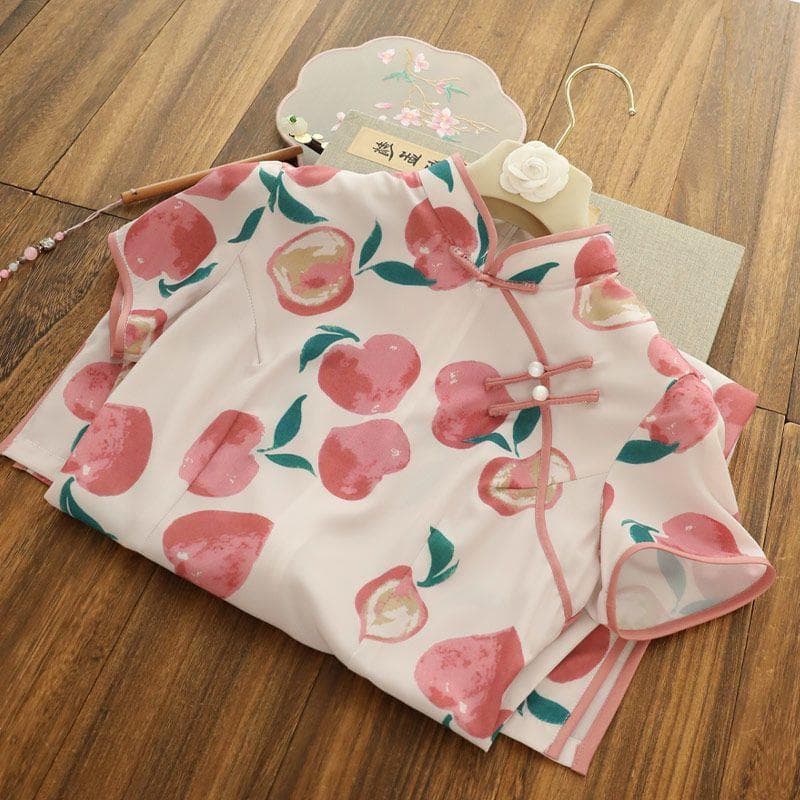 Improved Young Style Cute Sweet Fresh Elegant Dress Young Style 2020 Summer New Cheongsam Girl