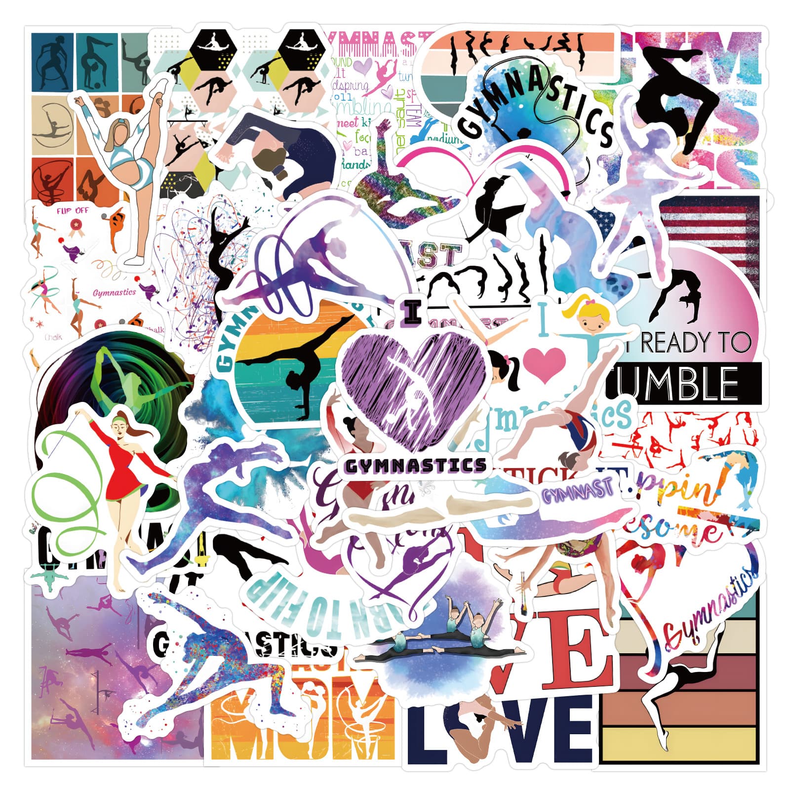 55 New Gymnastics Cartoon Graffiti Stickers for Decorating Notebooks, Luggage, and Phone Cases