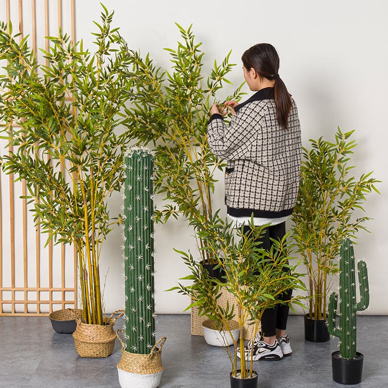 Artificial Bamboo Floor Plant, Fake Bamboo Tree, Living Room Simulation Cactus Green Plant Potted Ornament, Large Plant Decoration Bonsai