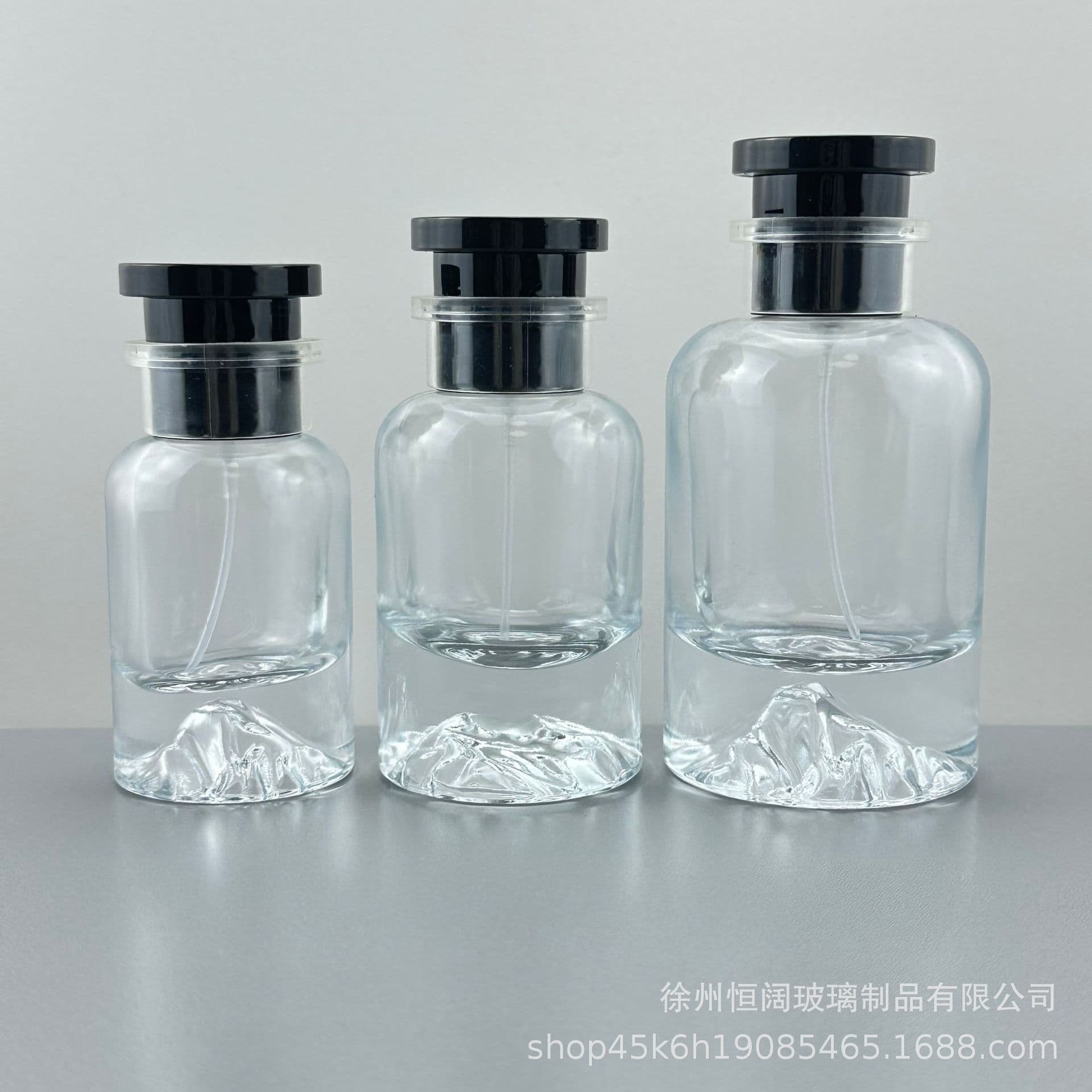 In Stock New 50ml Volcanic Base Snap-On Thick Bottom Perfume Bottle Crystal White Transparent Glass Bottle Perfume Sub-Bottle