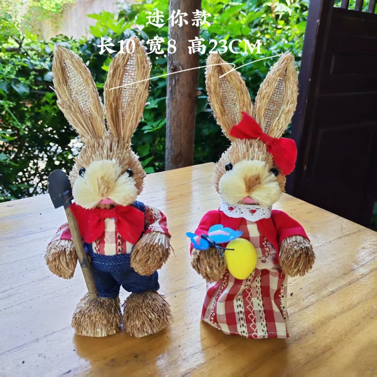 23CM Mini Handmade Straw Rabbit Forest-themed Scenic Area Cultural Creative Easter Offline Same Model Cross-border Drop Shipping