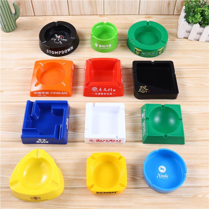 Factory Direct Advertising Plastic Ashtrays Wholesale, Household Melamine Ashtrays for KTV Office Ground Promotion Small Gifts