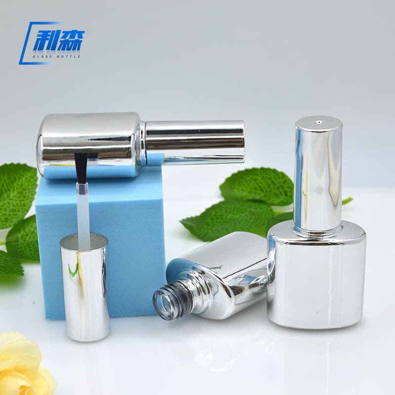 In Stock 14ml Electroplated Silver Nail Polish Empty Bottle Light-Proof Nail Polish with Brush Refillable Bottle