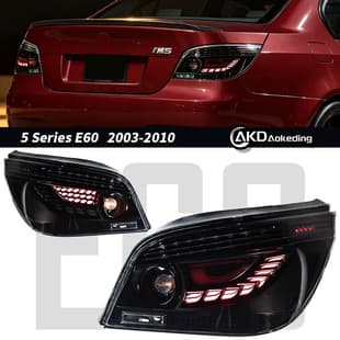 For 03-10 BMW 5 Series E60 Black Knight Style Dragon Scale Tail Lights with Dynamic Start-up Flowing Turn Signals