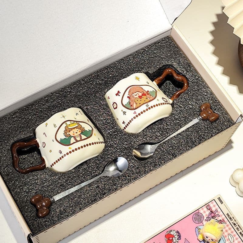 520 Gifts Ins Style Princess Mug Couple Pair of High-Looking Ceramic Drinking Cup Birthday Gift Souvenir