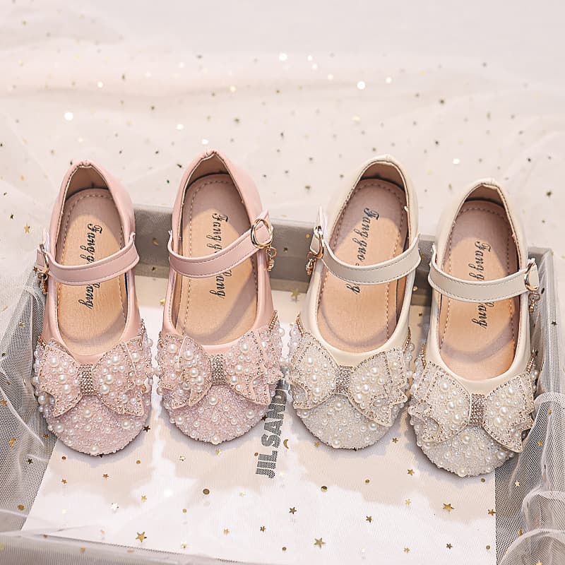 Girls Soft Sole Princess Shoes 2026 New Spring Autumn Children Leather Shoes Crystal Shoes Baby Girl Single Shoes