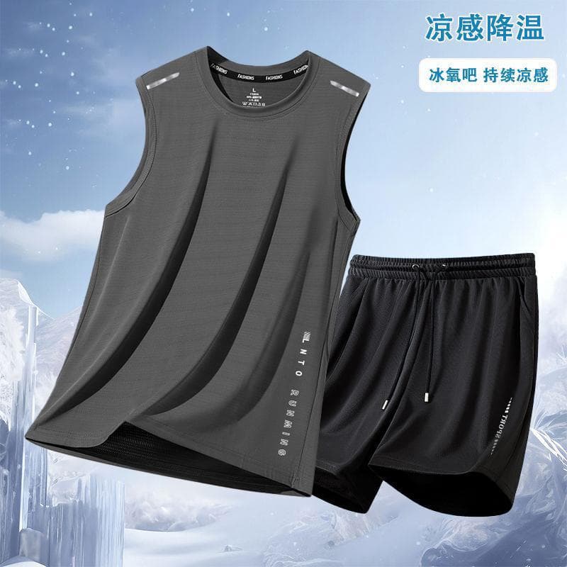 [Private Exclusive] Sleeveless Vest Men's Suit Round Neck Sporty Summer Thin Shorts Set Casual Outfit