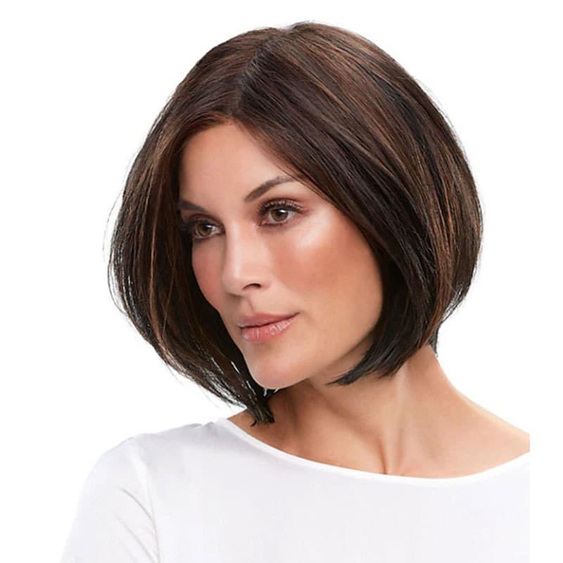 Women's Brown Synthetic Wig Straight Bob Short Dark Brown Synthetic Hair Women's Fashion Design
