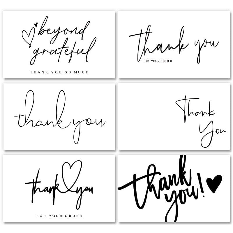 50 Sheets / White Thank You Cards, Simple Gift Packaging Greeting Cards, Coated Paper