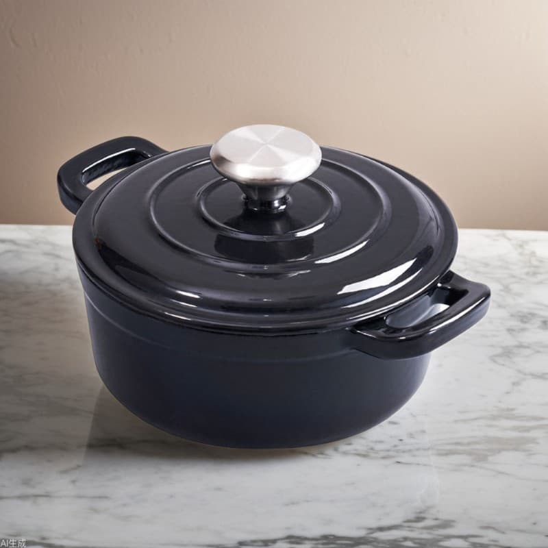 Yuekai Household Cast Iron Enamel Pot Wholesale Mini Casserole Stew Pot Double Ear Soup Pot Non-Stick Household Iron Pot