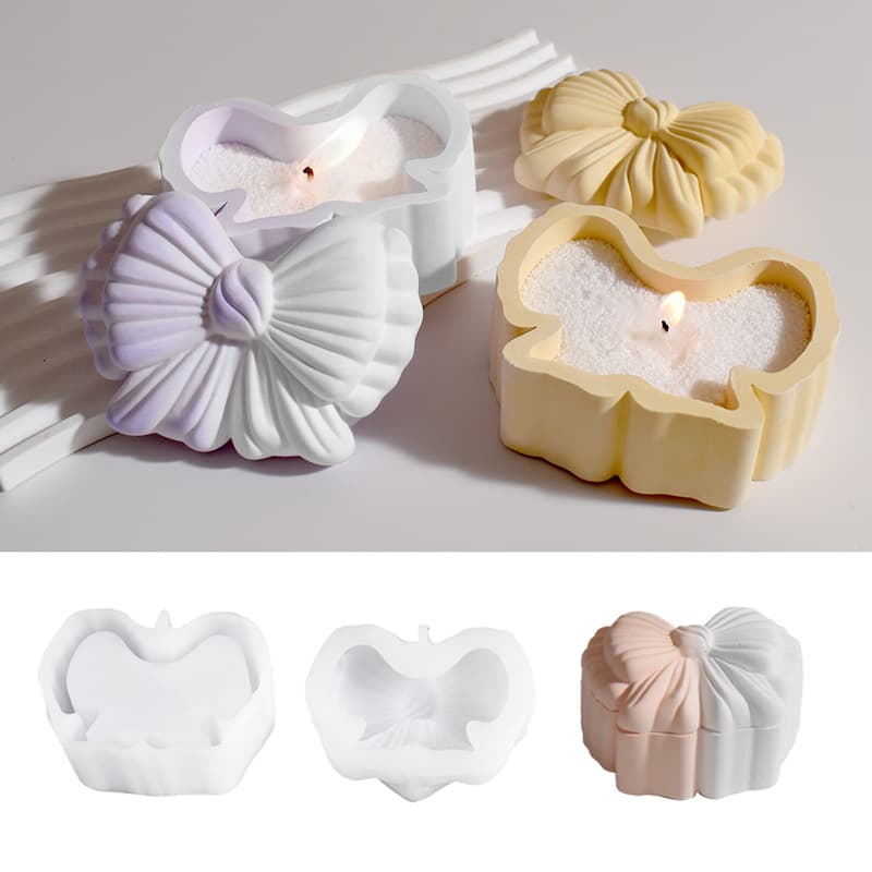DIY Epoxy Resin Mold Bow Storage Box, Aromatherapy Gypsum Candle Cup, Jewelry Storage Container, Resin Silicone Mold