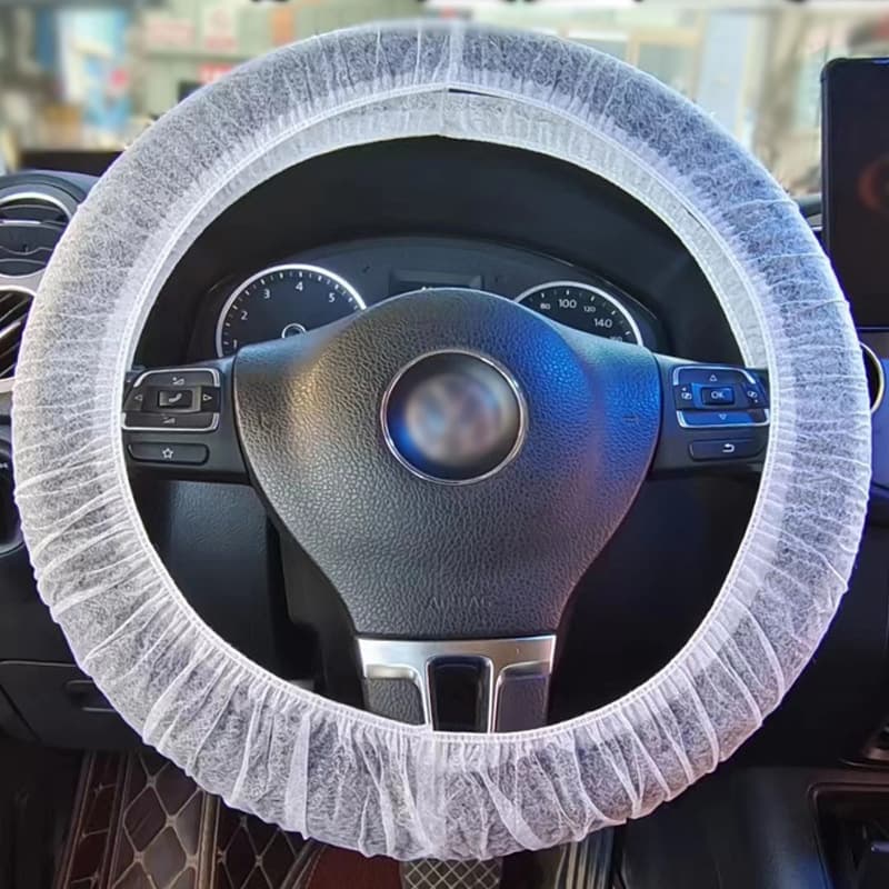 White non-woven steering wheel cover wholesale, automotive repair, oil and stain-resistant disposable non-woven steering wheel cover