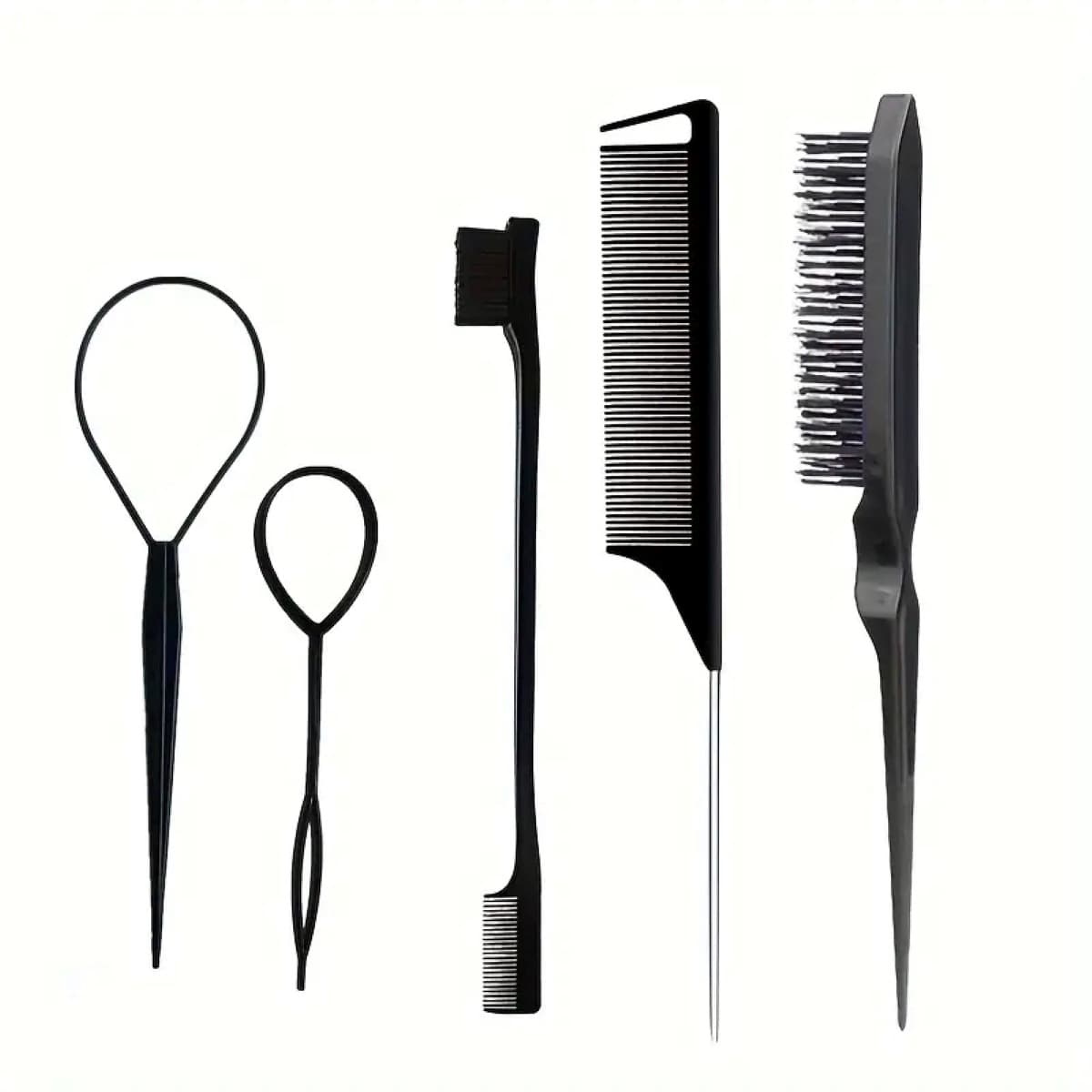 TEMU Hot Selling Detangling Comb, Highlighting Pointed Tail Comb, Eyebrow Brush Comb, Steel Needle Long Tail Comb, Hair Pick Styling Design Set