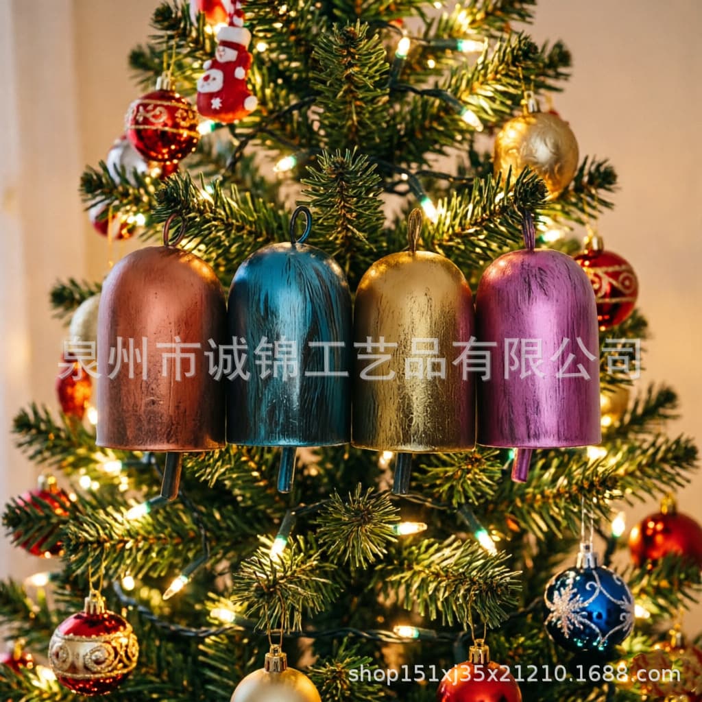 Amazon Christmas Cylinder Bell Vintage American Style Hemp Rope Bell Iron Horn Bell Hanging Ornament