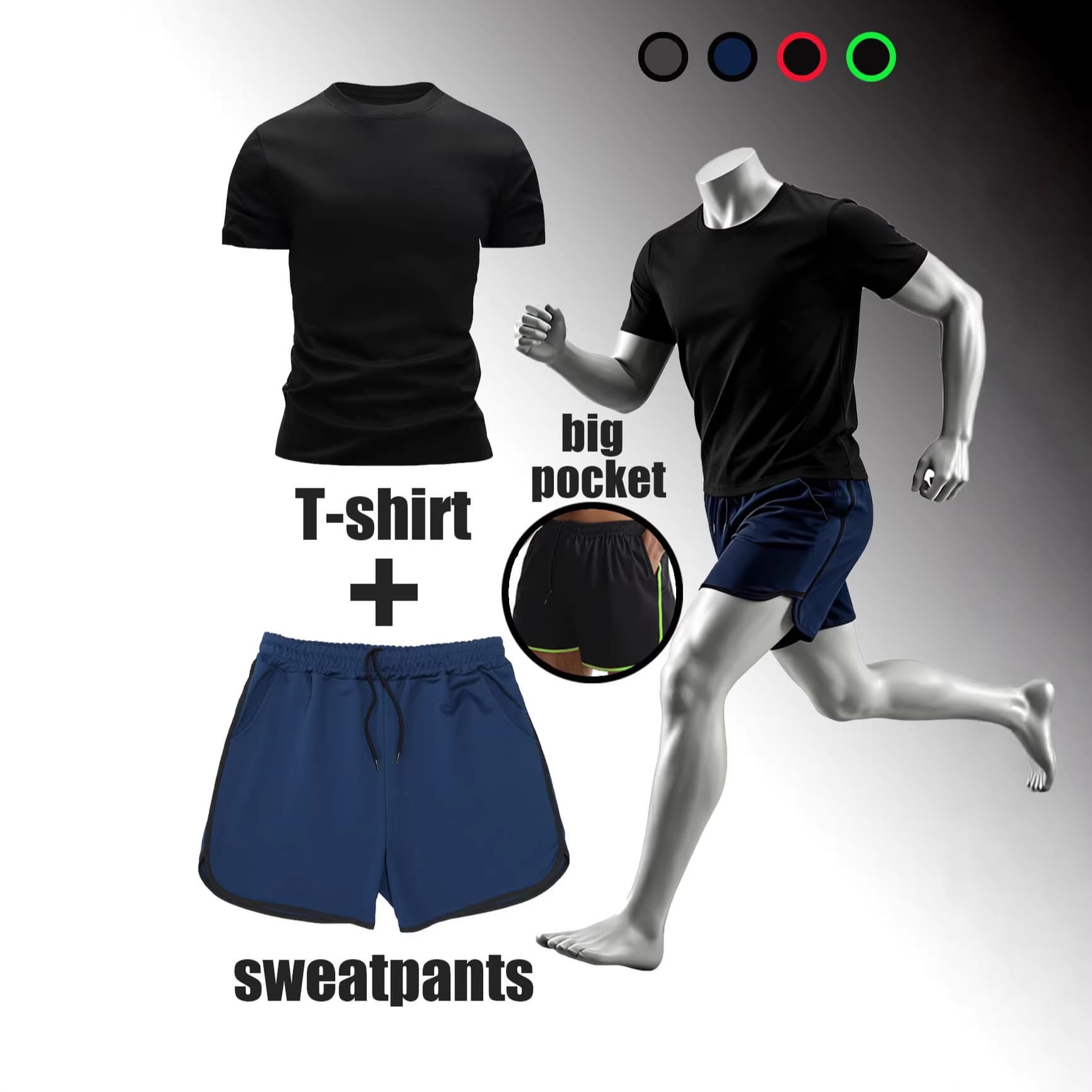 Men's Summer Suit Set for Europe and America: Round Neck T-Shirt + Shorts, Casual and Comfortable Short Sleeve Top, Factory Direct