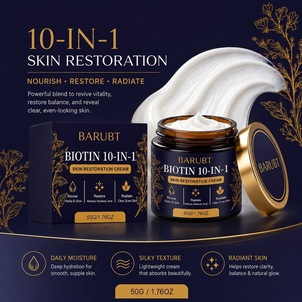 Cross-border hot-selling skin care cream. Soft and delicate skin, smooth, moisturizing, glowing and radiant care cream.