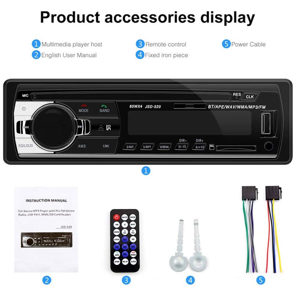 Car MP3 Player with USB Flash Drive and Bluetooth Functions