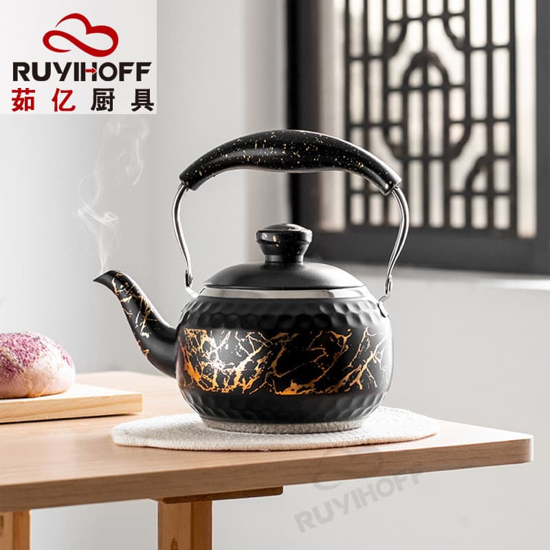 Japanese style gilt hammered stainless steel kettle retro handle teapot open flame induction cooker universal teapot wholesale