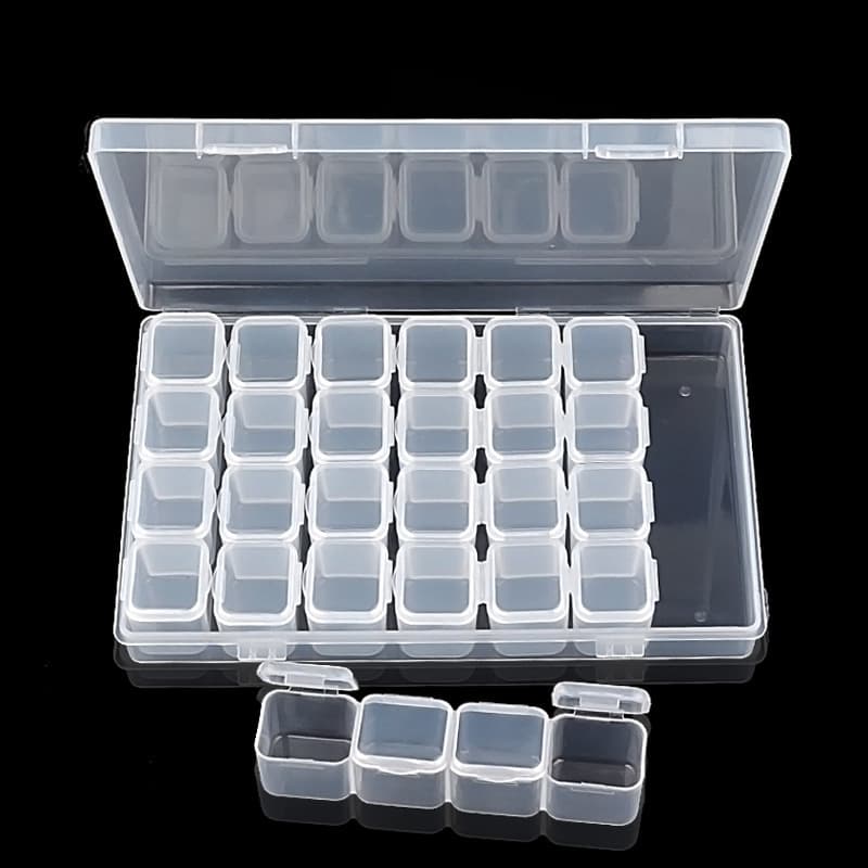Detachable Plastic Nail Art Tool Storage Box 28 Compartments Jewelry Box Anti-fall Beauty Salon Organizer Manicure Box