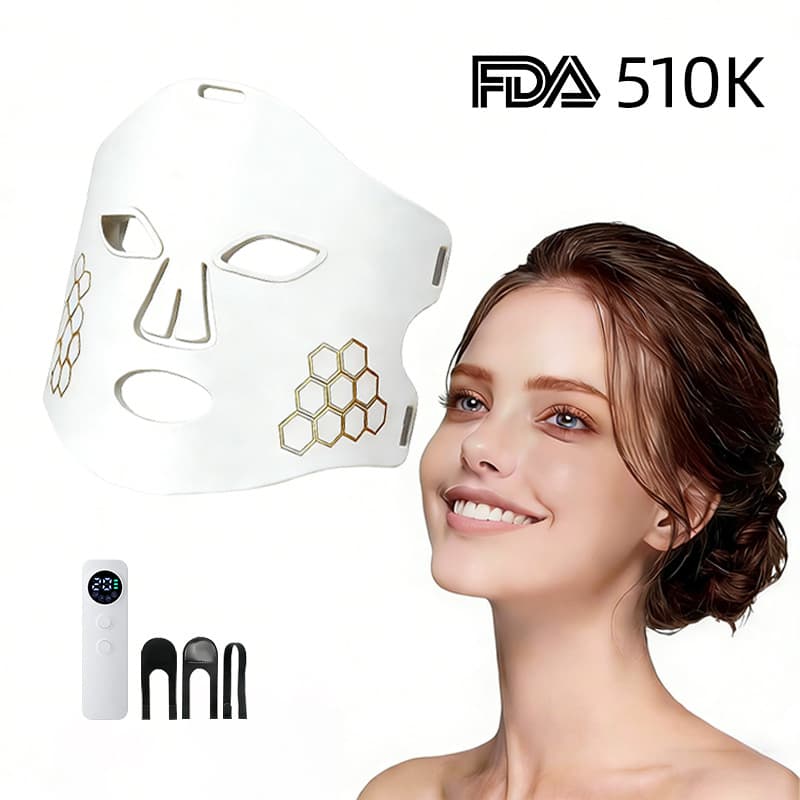 FDA Red Light LED Face Mask Silicone Photon Beauty Device Large Panel Near-Infrared Light Facial Mask