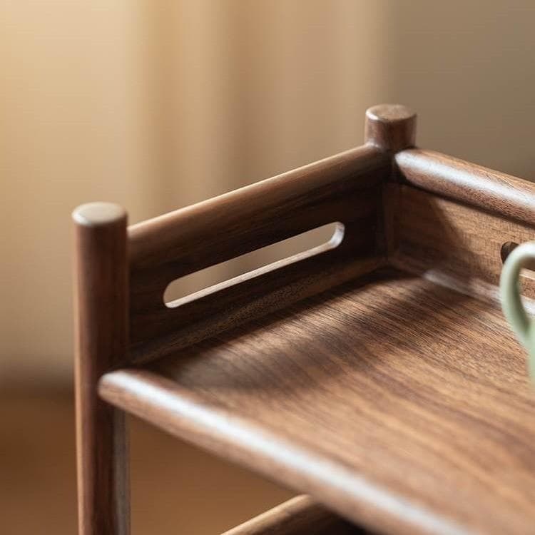 ✅North American black walnut double-layer teapot rack, South American walnut wood storage rack, Kung Fu tea set storage rack, Zisha teapot