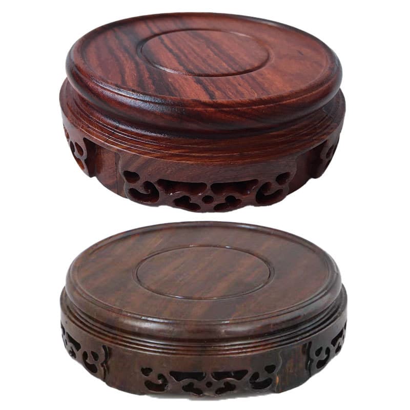 Mahogany carved vase round base porcelain purple clay teapot strange jade stone incense burner ornaments solid wood holder hollow base