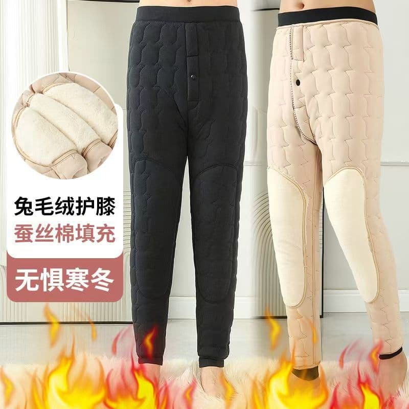 Men's Cotton Pants Winter Thermal Pants Velvet Plus Guard Thickened Silk High Waist Cold Protection Plus Size Base Cotton Pants