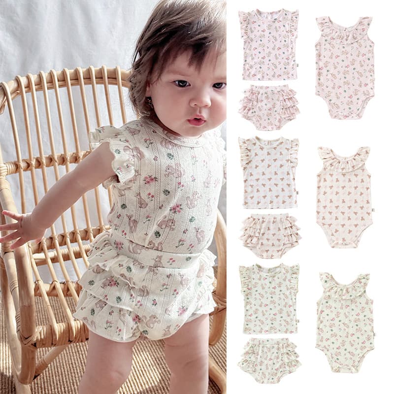 Baby Summer Clothes for Girls, Lace Camisole Ruffle Bodysuit, Class A Toddler Bodysuit Set