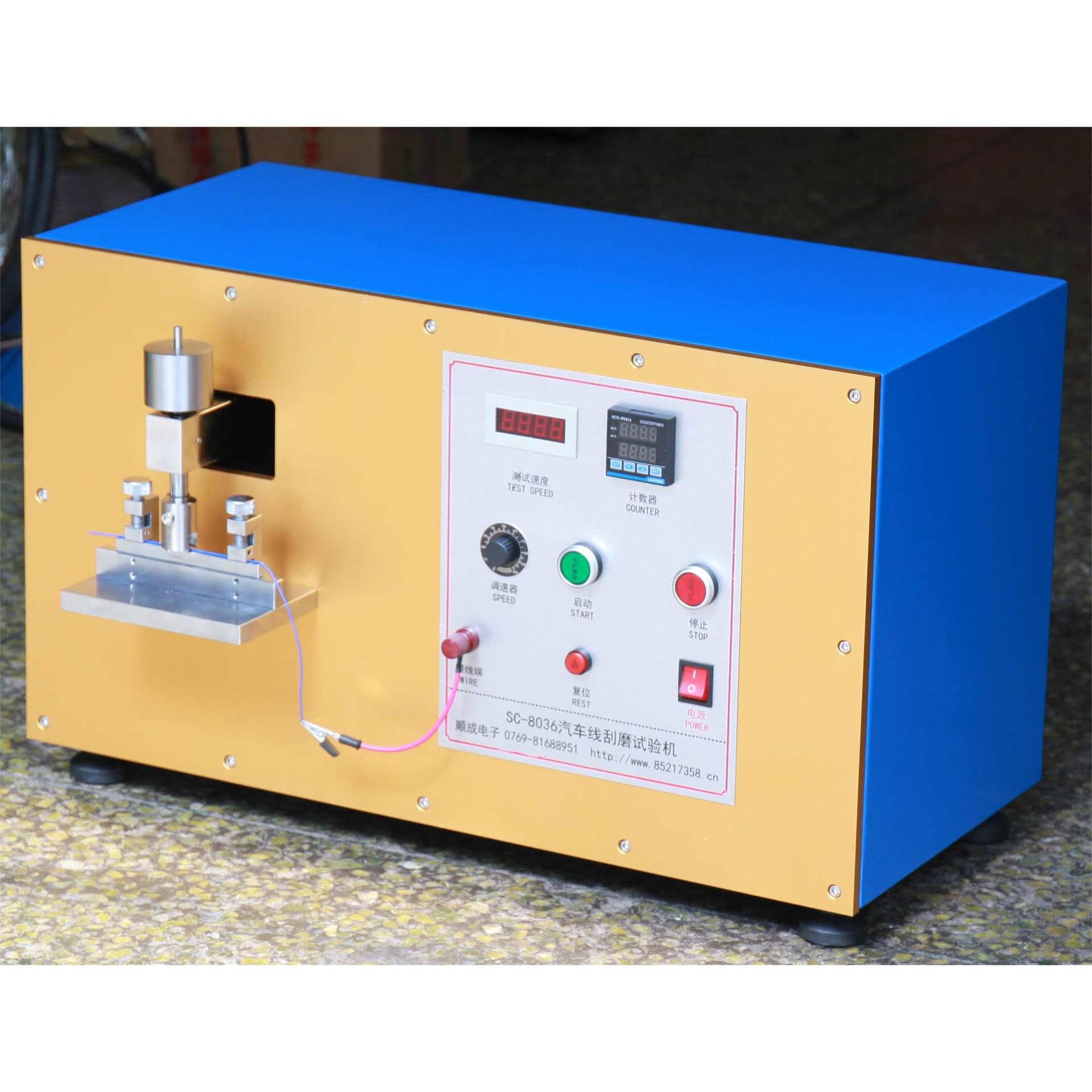 Low-voltage wire scratch testing machine JASO D611; VW 60306; DIN 72551; ISO 6722; QC/T
