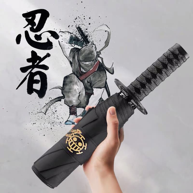 Spot Umbrella Knife Defense Three-fold Knife Umbrella Chinese Antique Martial Style Knife Umbrella Men's Handsome Long Handle Creative Anime Umbrella