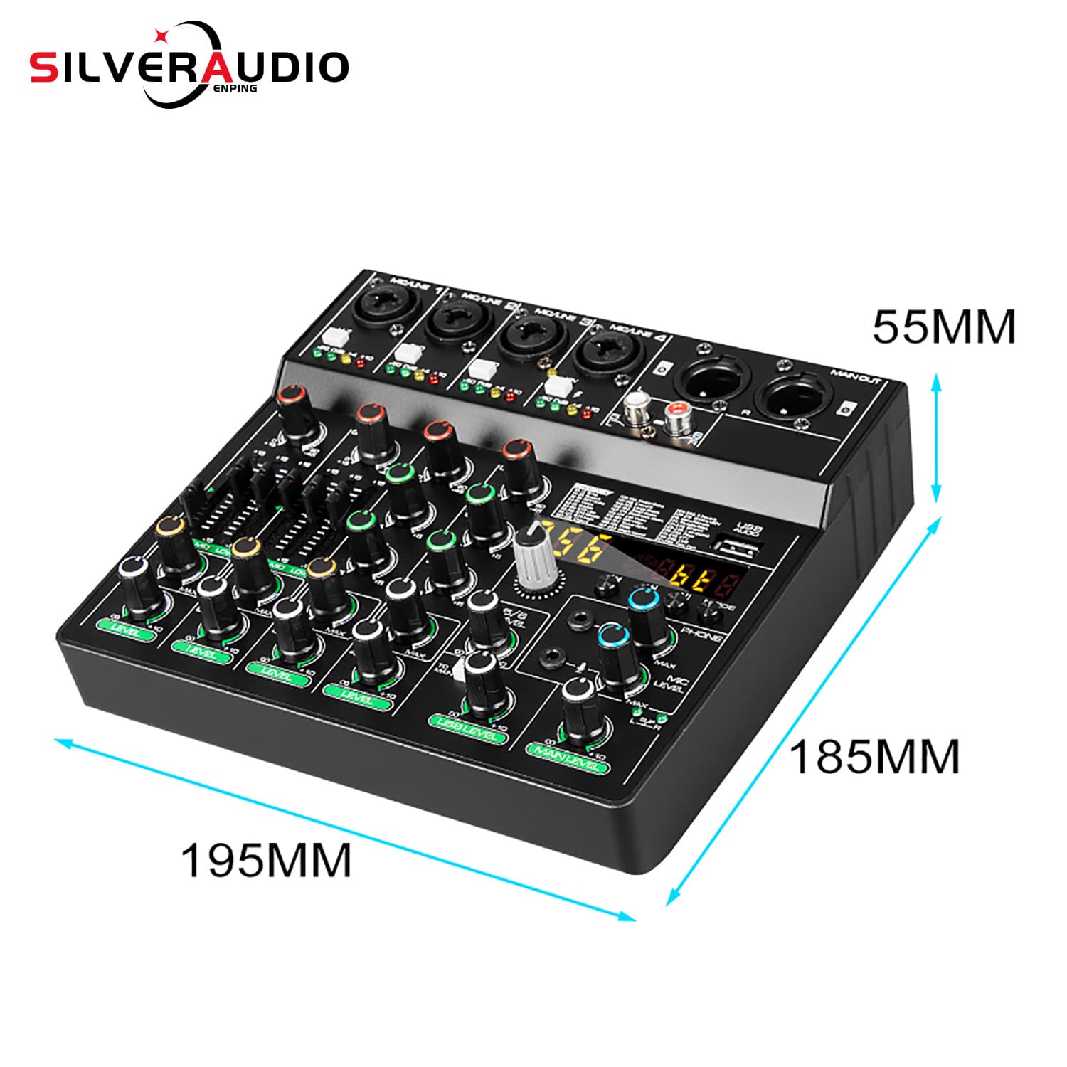 Professional Home Computer Stage Mixer, Small USB Mixer with Sound Card, Special Effects, Bluetooth, DJ Mixer Cross