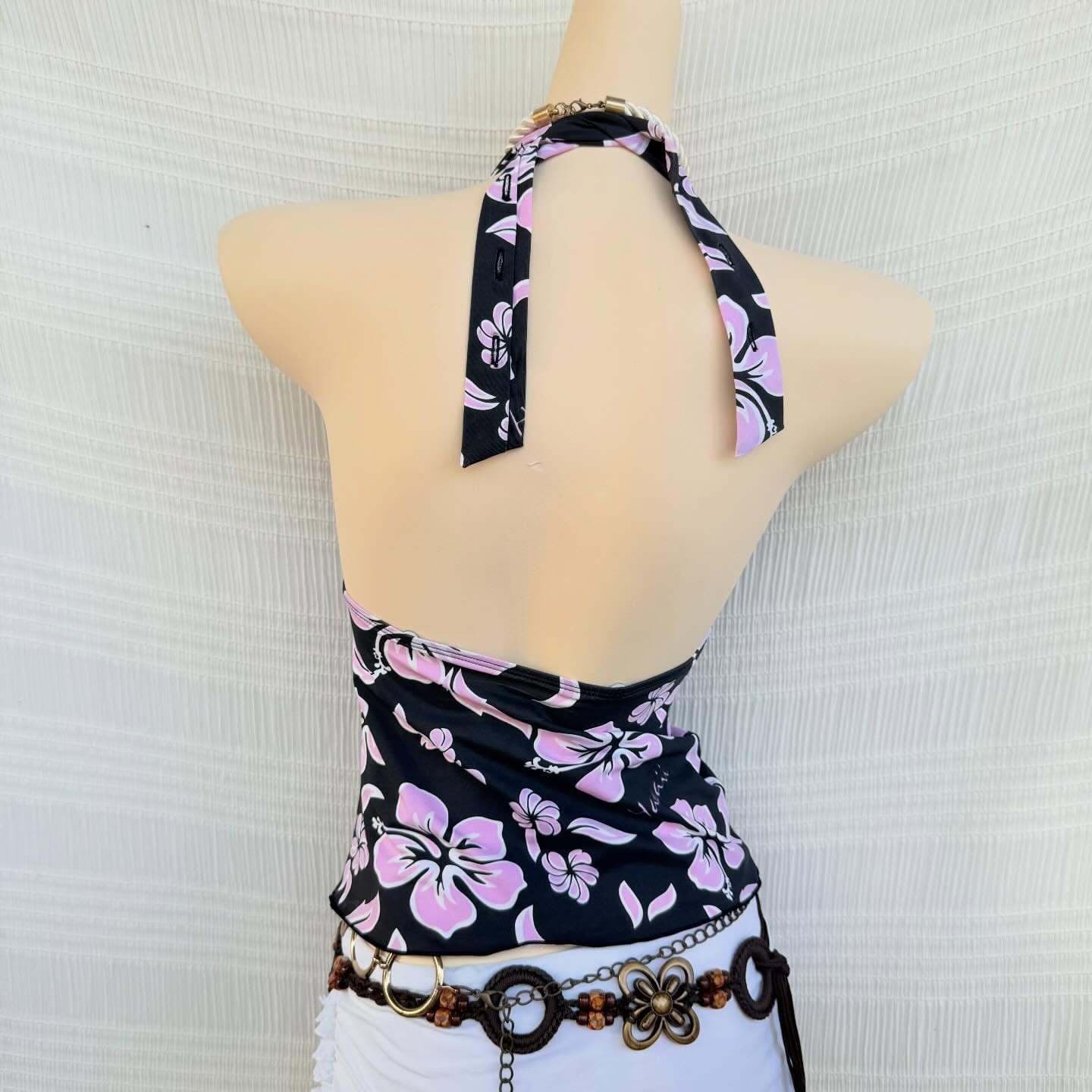 2026 New Millennium Summer Floral Print Halter Tie Strap Off-Shoulder Backless Slim Fit Vest